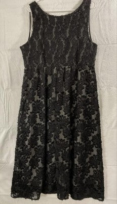 RWJ Dress Womens 3XL Black Lace Floral Sleeveless V Neck Maxi Lined A Line Party