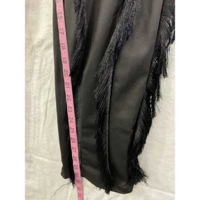 Fringe Joggers Women XL Black Tassel Streetwear Statement Pants