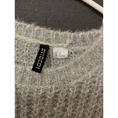 Divided H&M Knit Silver Sparkle Women’s Sweater Metallic Size XS