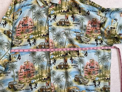 Rima Shirt Mens 2XL Multicolor Caribbean Life Hawaiian Button Up Short Sleeve