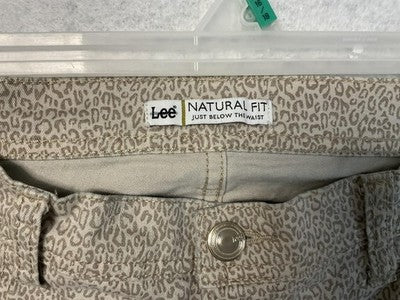 Lee Jeans Womens 32x23 Tan Leopard Animal Print Natural Fit Just Below Waist Y2K