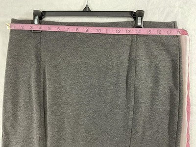 Gray Knit Pencil Skirt Womens Large Knee Length Stretch Pull On Work Office