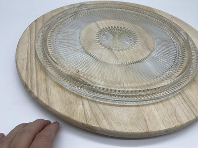 Vintage Clear Pressed Glass Round Cake Plate Replacement Striped Contemporary
