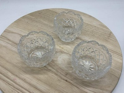 Shannon Crystal Designs Of Ireland Set 3 Small Cut Glass Bowls Diamond Dessert