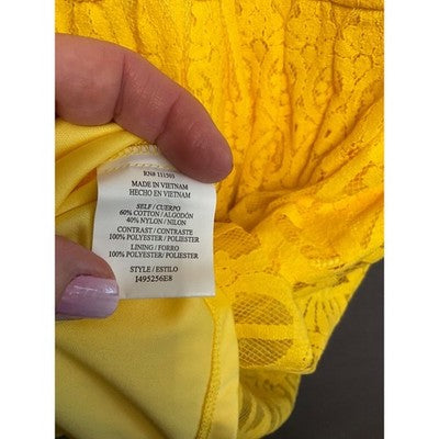 As U Wish Yellow Lace Dress XL JR SIZE Sleeveless Lined Flowy Romantic Bohemian
