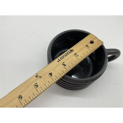 Thyme & Table Coffee Cup Set Ceramic With Stand Multicolor Ribbed Stoneware