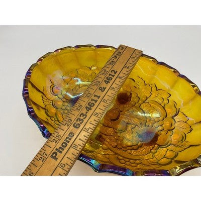 Indiana Glass Harvest Grape Bowl Unisex Large Marigold Iridescent Carnival Glass