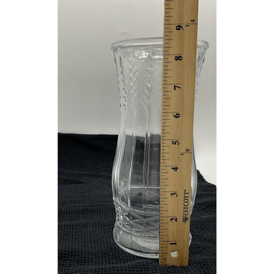 Clear Glass Flower Vase 8" Embossed Flared Design Home Decor Tabletop
