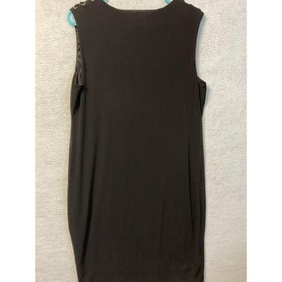 JM Collection Dress Womens Large Black Sleeveless V Neck Sheath Gold Grommet