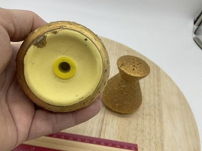 Gold Textured Salt Pepper Shaker Set Ceramic Small Modern Kitchen Decor Tabletop