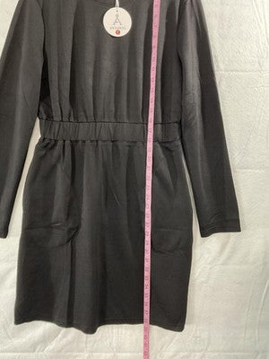 ANRABESS Sweater Dress Womens Large Black Long Sleeve Crew Neck Pockets New