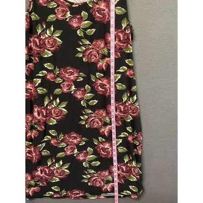 Hot Kiss Dress Womens Large Black Red Rose Floral Sleeveless Tank Casual Summer