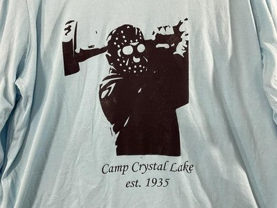 Lands' End Shirt Womens 1X Blue Jason Voorhees Camp Crystal Lake Long Sleeve