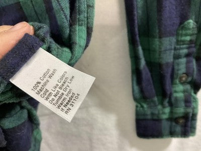 Red Camel Shirt Juniors Small Blue Green Plaid Flannel Long Sleeve Button Up
