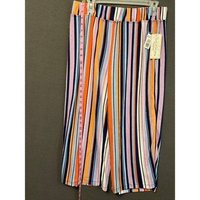French Laundry Women’s M Colorful Striped Pants Liquid Knit Pull On NWT
