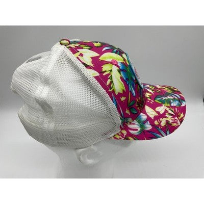Pepperoni Grill Trucker Hat Unisex OSFM Pink Floral Tropical Mesh Snapback Cap