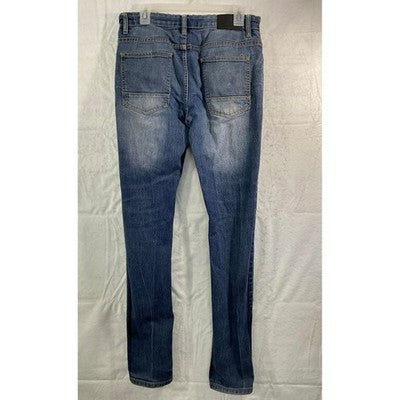 Southpole Moto Distressed Jeans Mens 32x31 Blue Ribbed Skinny Biker Streetwear