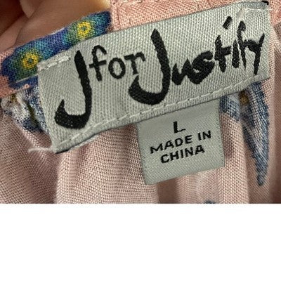 J for Justify Maxi Dress Womens Large Pink Paisley Strappy T-Back Boho Summer