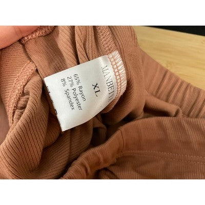 MANBEIYA Wide Leg Pants Womens XL Terracotta Brown Excellent Ribbed Drawstring