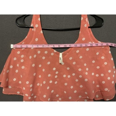 Truth Tank Top Womens Small Pink White Polka Dot Layered Ruffle Blouse Festival