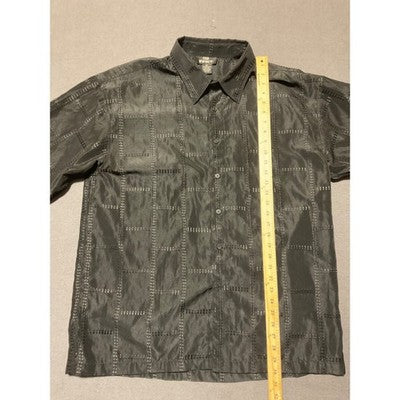 Vintage City Impact Y2K Button-Up Shirt XL Black Window Stripe, Gothic Style Men