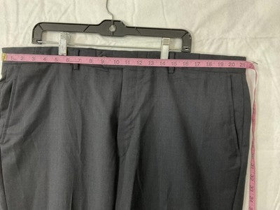 Dress Pants Mens 45x28 Gray Flat Front Straight Leg Business Casual Office