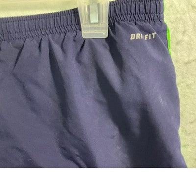 Nike Running Shorts Womens L Navy Blue Neon Green Dri-FIT Athletic Gym 548505
