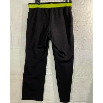 Athletic Pants Women LG (no tag)  Black Neon Green Drawstring Straight Leg Gym