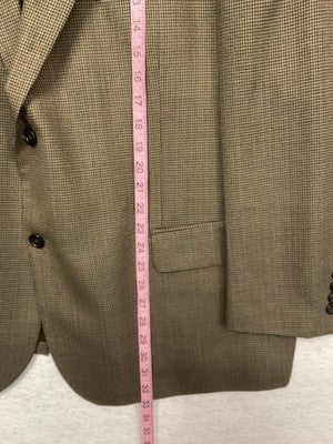 Joseph & Feiss Gold Suit Jacket Men 50 Brown Wool Check Polyester Lined