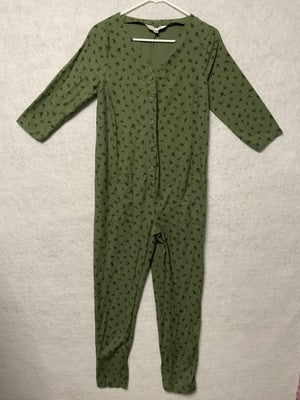 The Nines By HATCH Jumpsuit Womens XS Green Floral 3/4 Sleeve Maternity Casual