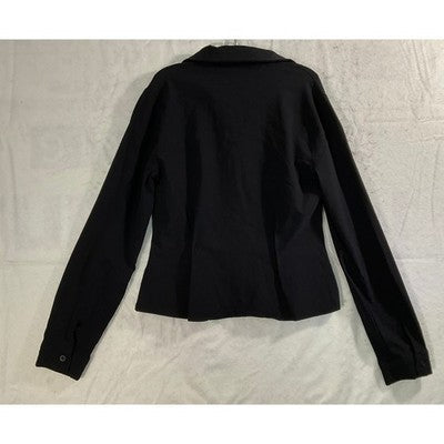 Iris Button Down Shirt Womens Small Black Long Sleeve Darted Tailored Top