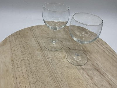 Clear Glass Wine Goblets Set Of 2 Small Round Stemware Drinking Glasses Kitchen