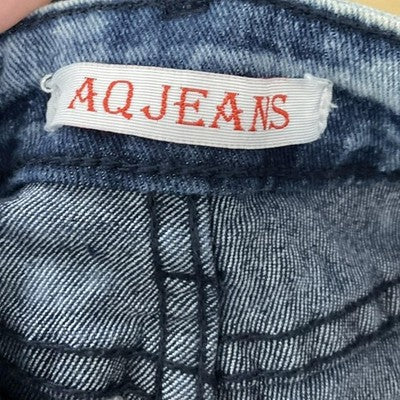AQ Jeans Jeans Girls 6 Blue Denim Skinny Ruffle Distressed Adjustable Waist