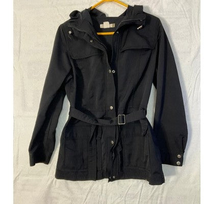 J.Crew Field Jacket Women Medium Black Utility Hooded Canvas Anorak Coat