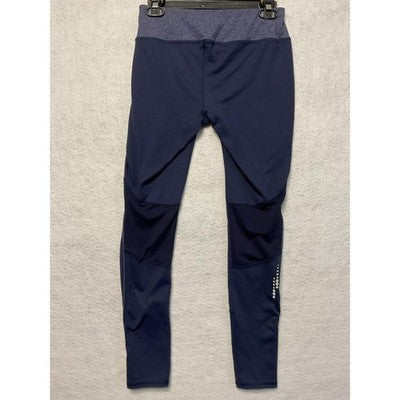 Avia Pants Womens Small Blue Leggings Mesh Back Panels Reflective Yoga Training