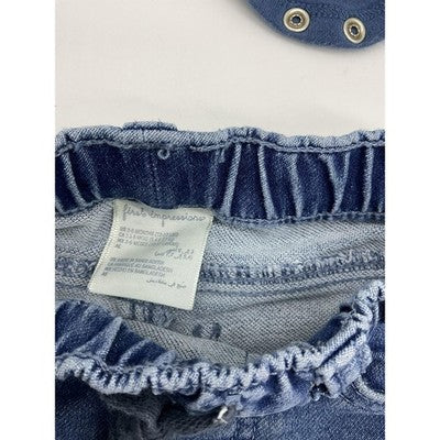 First Impressions Bodysuit Pants Set Boys 3-6 Months Blue Striped Denim Outfit