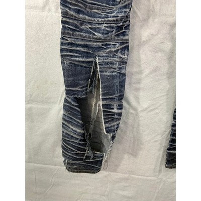 Jordan Craig Legacy Edition Jeans Mens 32 Blue Distressed Ribbed Biker Denim