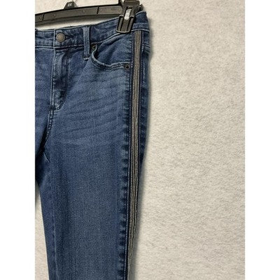 Universal Thread Jeans Womens 2 /28R Blue High Rise Skinny Tuxedo Stripe Stretch