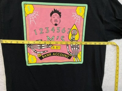 Samborghini Shirt Mens Large Black Bank Account Graphic Tee Rap Hip Hop Money
