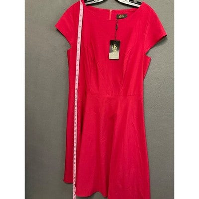 Dressystar Red Cocktail Bridesmaid Dress XL Cap Sleeve Fit Flare NWT