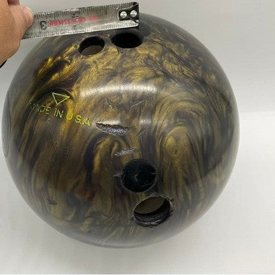 Vintage AMF Radar Bowling Ball Adult 14lb Gold Black Marble Pre-Drilled USA Made