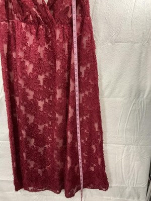 RWJ Dress Womens 3XL Red Lace Floral Sleeveless V Neck Maxi Lined A Line Party