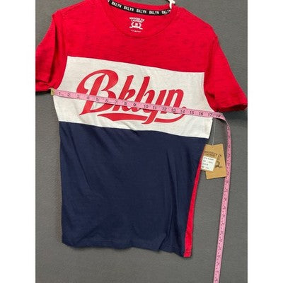 Brooklyn Laundry Boys Size L (14/16) Red White Navy BKLYN Graphic Tee NWT