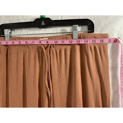 MANBEIYA Wide Leg Pants Womens XL Terracotta Brown Excellent Ribbed Drawstring