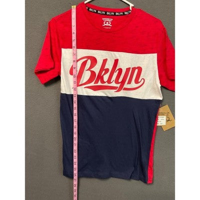 Brooklyn Laundry Boys Size L (14/16) Red White Navy BKLYN Graphic Tee NWT