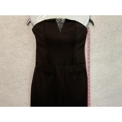 Guess Jumpsuit Womens 4 Black Strapless Slim Fit Lace Detail Pockets Party Chic