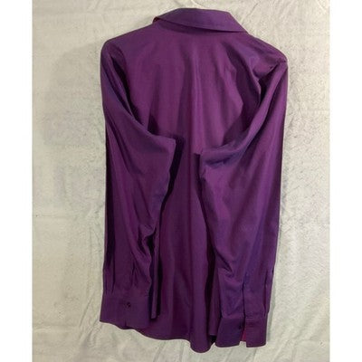 Coldwater Creek Button Down Shirt Womens 2X Purple No Iron Cotton Blouse V-Neck