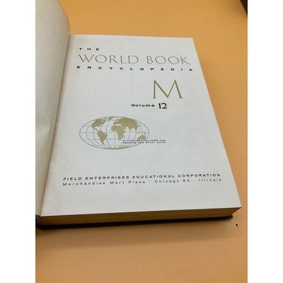 1961 World Book Encyclopedia Volume 12 "M", Vintage Collectible, Some Wear