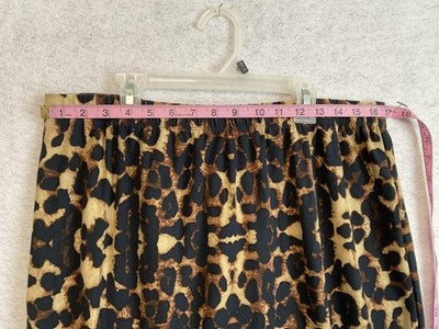 Full Circle Trends Skirt Womens 3X Brown Leopard Midi Pencil Stretch Pull On