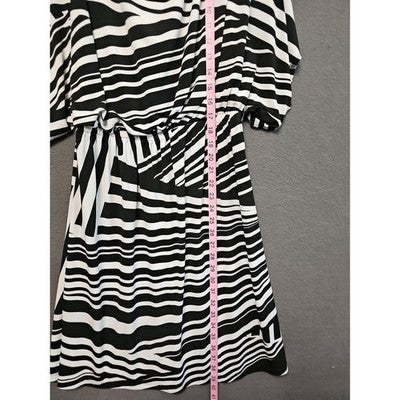 Retro Zebra Stripe Dress by Cato Size L Black White Comfy Stretch